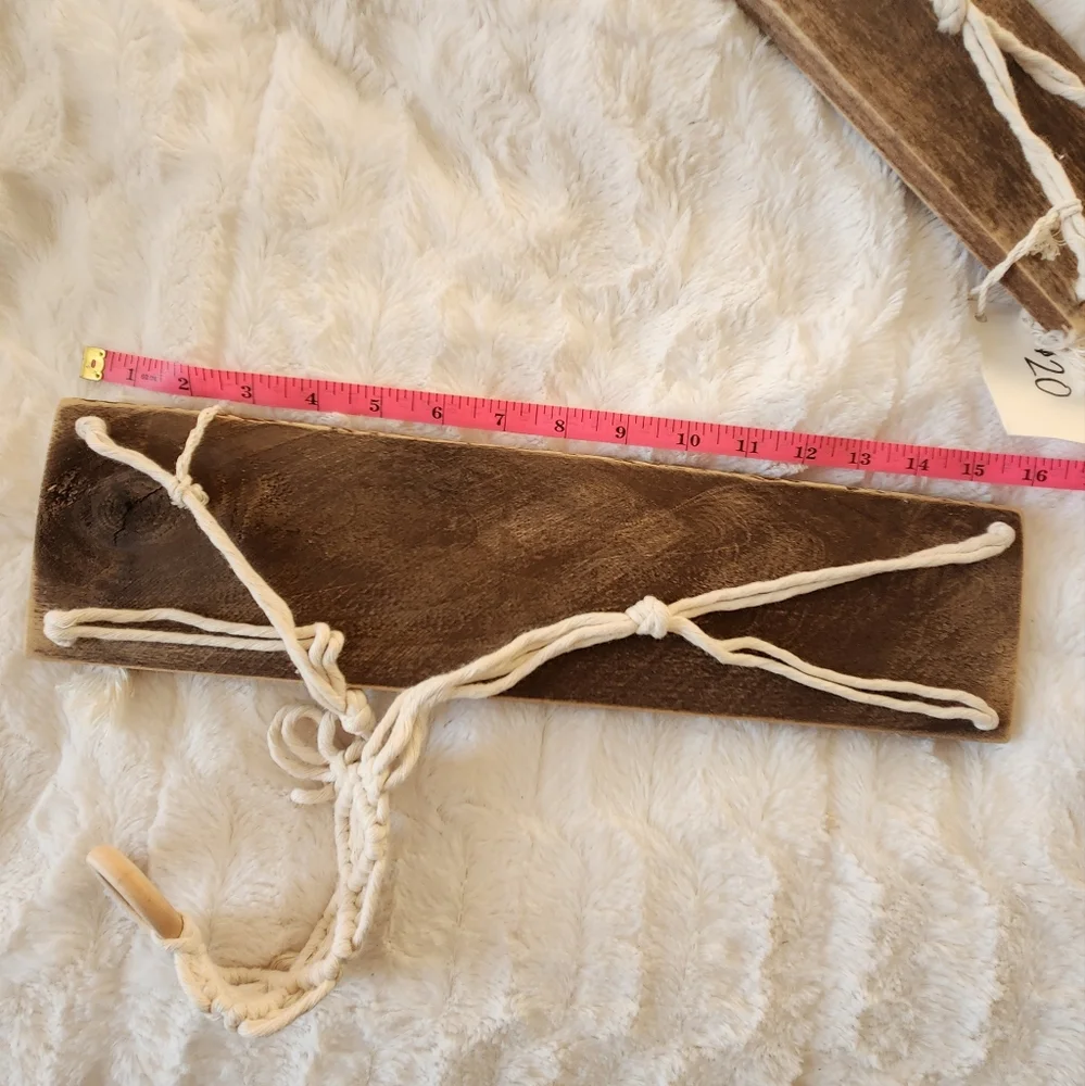 2 - Macrame Wood Hanging Shelves Boho Rustic